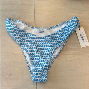 Montce Blue and White Wave Pattern Swim Bottom